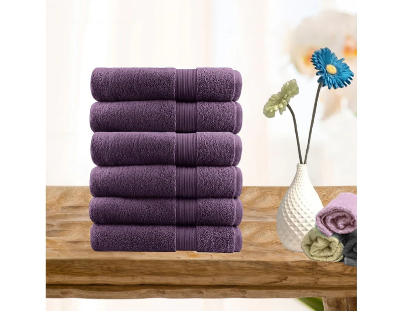 6 Piece Ultra-light Cotton Face Washer in Aubergine