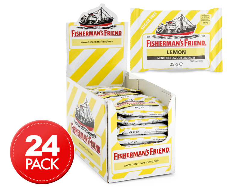 24 x Fisherman's Friend Sugar Free Lozenges Lemon 25g