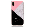 For iPhone XS,X Back Case, Marble High-Quality Protective Cover,Pink Black