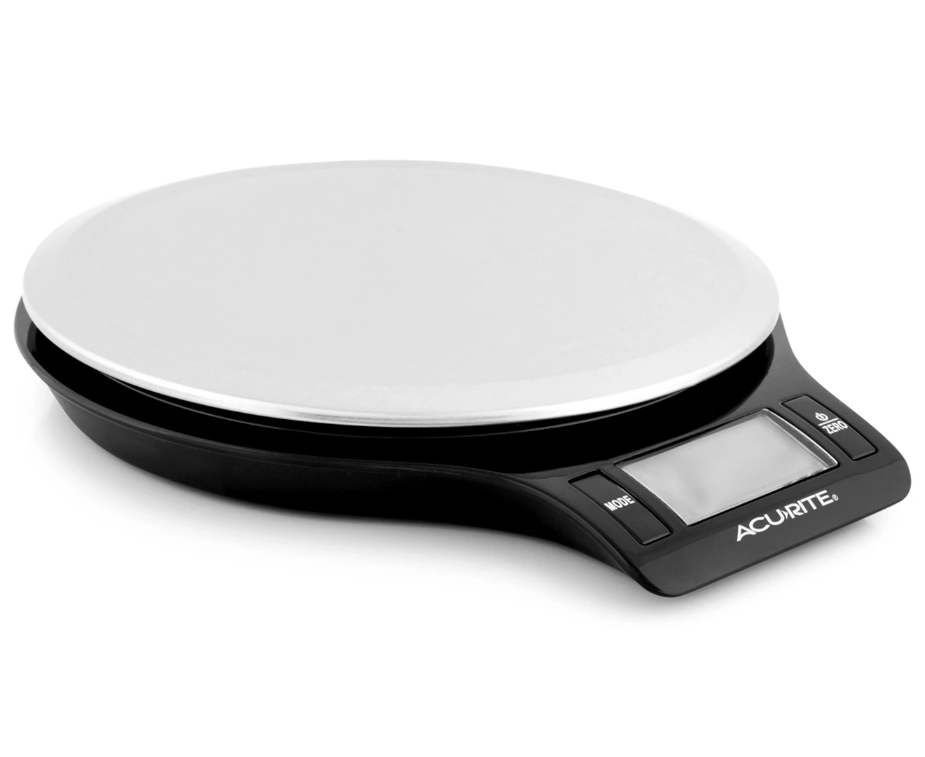 Acurite Round Stainless Steel Digital Kitchen Scales w/ 5kg Capacity - Stainless Steel/Black