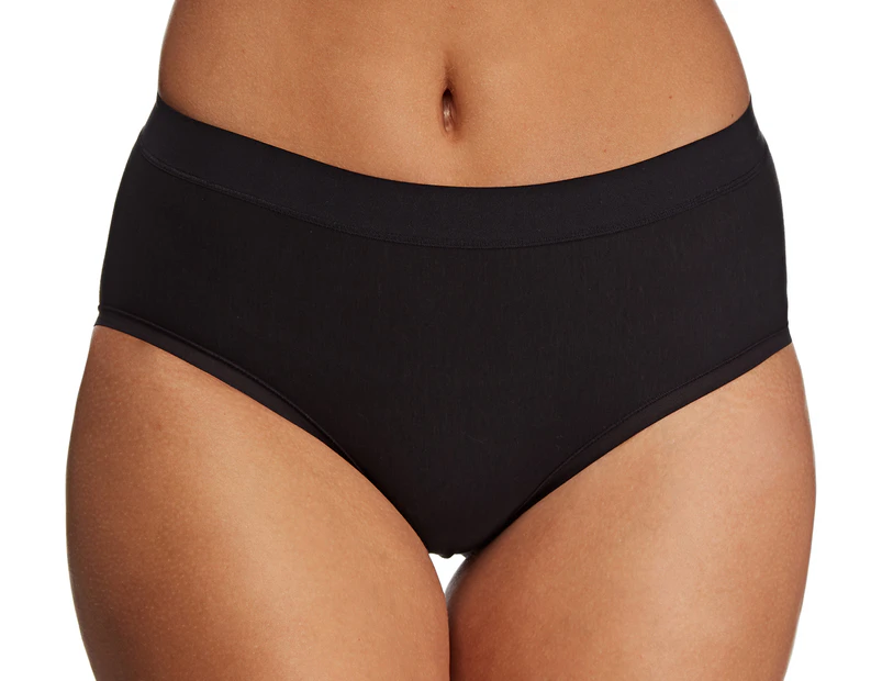 Nearly Nude Women's Thinvisible Cotton Perfectly Smooth Midi Brief - Black
