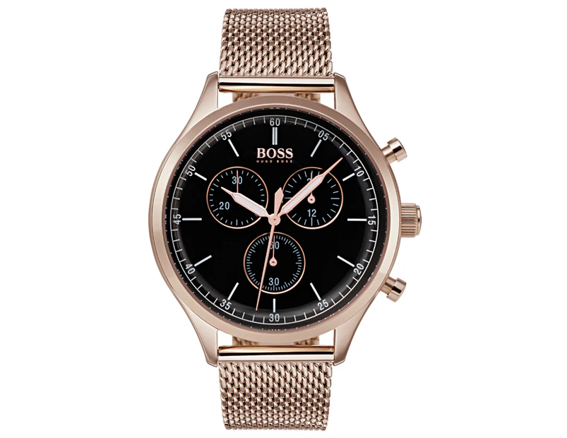 Hugo Boss Men's 43mm Companion Chronograph Mesh Watch - Black/Rose Gold