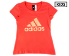 Adidas Girls' Essentials Logo Tee - Orange/Real Coral/Haze Coral/Chalk Coral