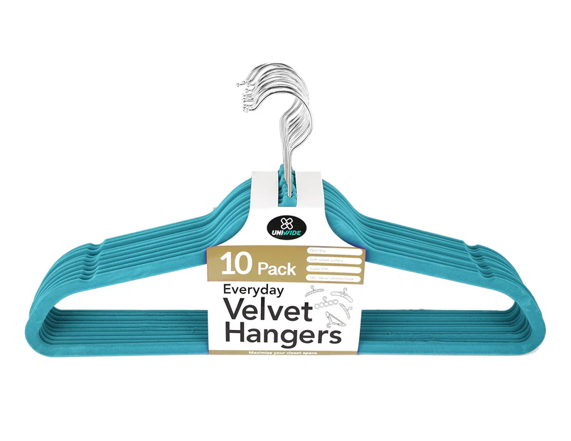 Velvet Coat Hangers 10-Pack - Teal