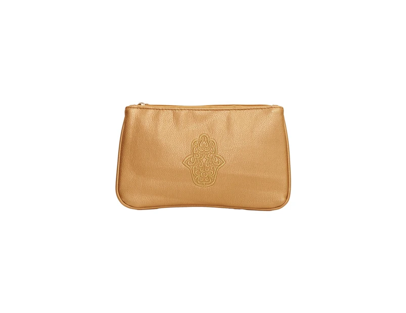 Dilly's Collections Leather Hamsa Design Purse - Metallic Gold