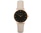 Elie Beaumont Women's 42mm Large Leather Oxford Watch - Stone/Black/Rose Gold