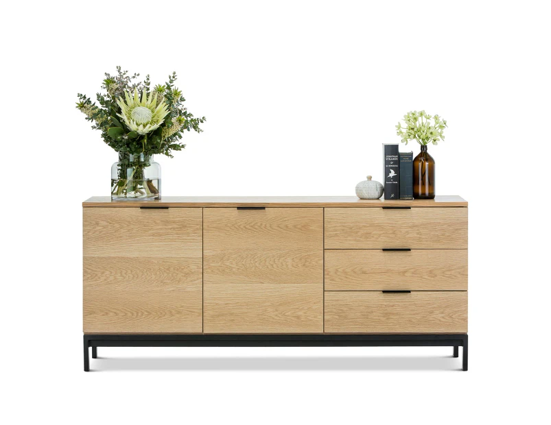 Contemporary Scandinavian Oak Veneer Timber 160cm Sideboard Buffet Cabinet