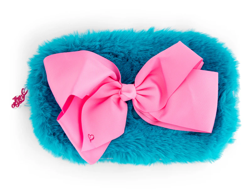 JoJo Siwa Fluffy Bow Pencil Case - Blue Pink