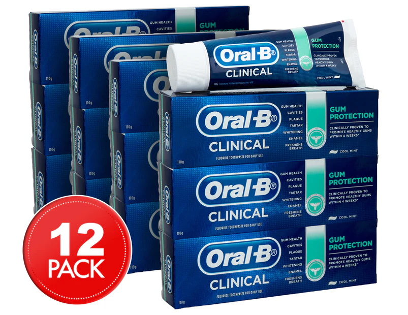 12 x Oral-B Clinical Gum Protection Toothpaste Cool Mint 110g
