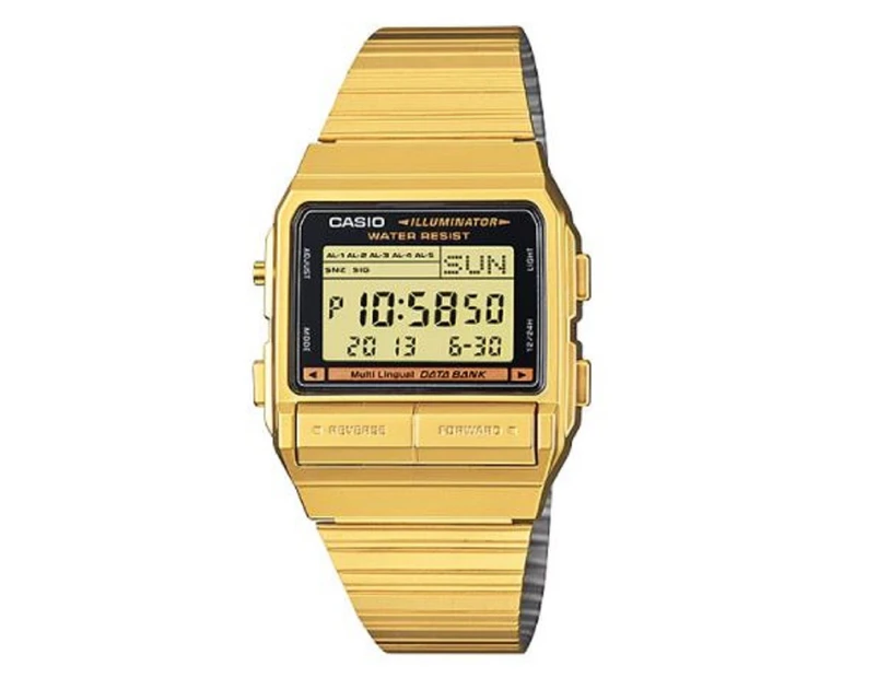 Casio Men DB380G-1 Gold Gold Tone Stainles-Steel Quartz Watch with Digital Dial