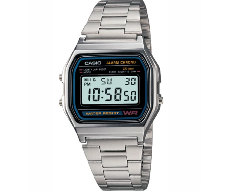 Casio Men Water Resistant Stainless Steel Alarm Chrono Watch A-158WA-1