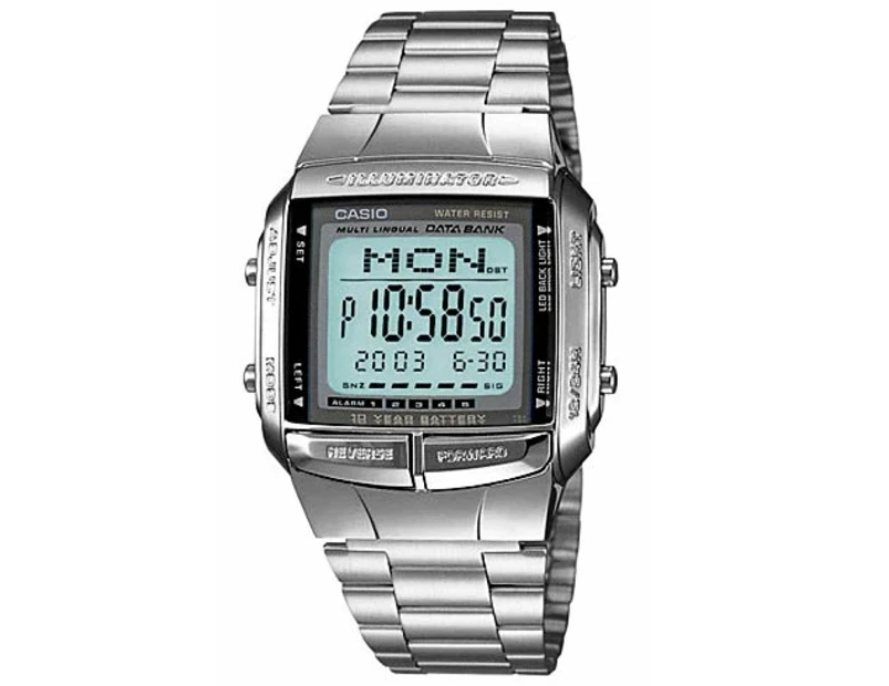 Casio Men Silver Stainless Steel Digital Dual Time Databank Watch DB360-1AV
