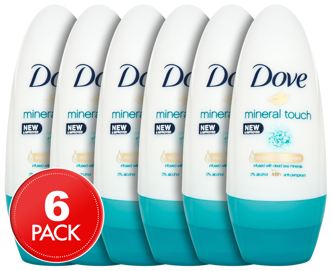 Dove Mineral Touch RollOn Deodorant 6Pack 50mL Catch.co.nz