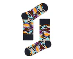 Happy Socks | Men'S Crew Sock | Bark Purple/Green/Multi (Size: M/L)
