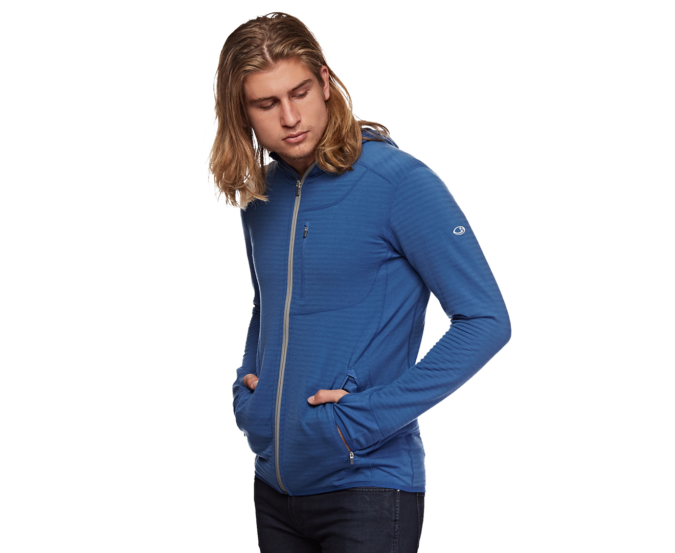 men's descender long sleeve zip hood