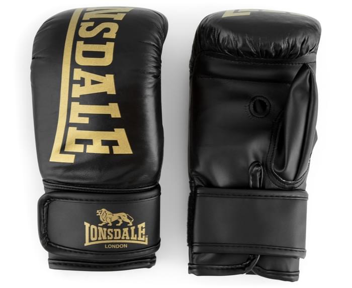 Lonsdale Leather Bag Gloves - Black/Gold