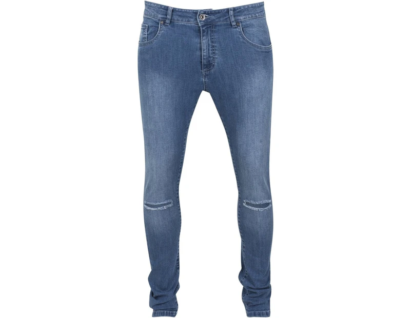 Urban Classics - SLIM FIT Knee Cut Denim Jeans blue washed