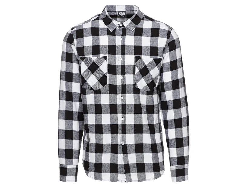 Urban Classics Men's Checked Flannel Shirt - Black/White