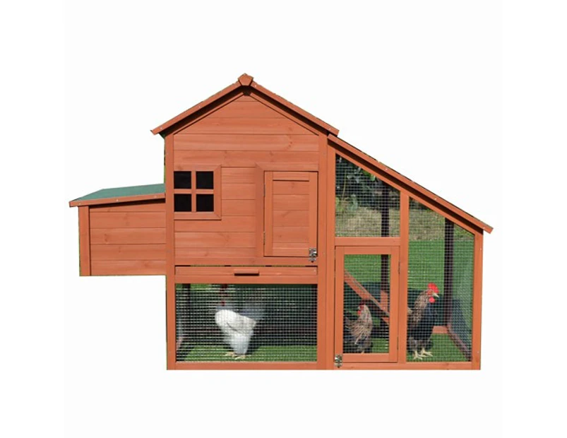Tinnapets Chicken Coop Hen House Chook Hutch Run Cage With Pitch Roof