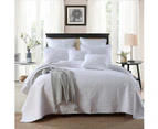 Luxury Quilted 100% Cotton Coverlet / Bedspread Set King / Super King Size Bed 250x270cm White Circle