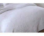 Luxury Quilted 100% Cotton Coverlet / Bedspread Set King / Super King Size Bed 250x270cm White Circle