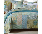 Luxury Quilted 100% Cotton Coverlet / Bedspread Set Patchwork Quilt King / Super King Size Bed 245x270cm Green