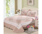 Luxury Quilted 100% Cotton Coverlet / Bedspread Set Patchwork Quilt Queen King Size Bed 230x250cm Pink