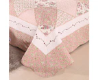 Luxury Quilted 100% Cotton Coverlet / Bedspread Set Patchwork Quilt Queen King Size Bed 230x250cm Pink