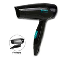 Sansai 1600W Travel Hair Dryer Foldable 2 Heat/Speeds 1.8m Cord/Hairdryer/Black