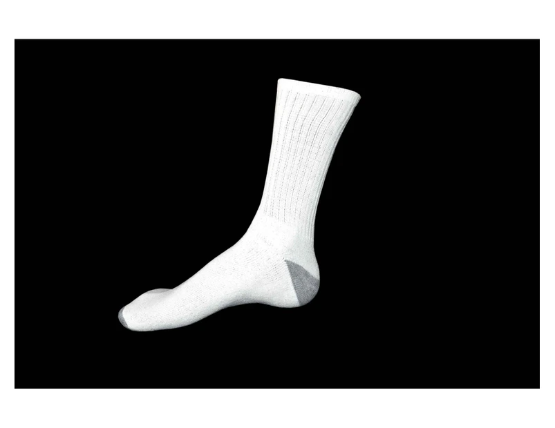 6 Pairs 100 Percent Premium Cotton White Half Knee White/Grey casual Mens Socks