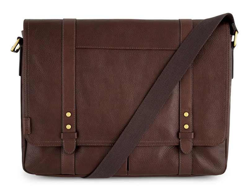 Fossil Travis Leather Messenger Brown Catch