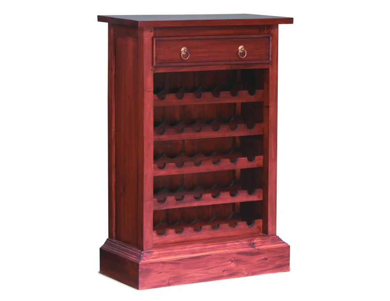 30 Bottle Timber Wine Rack with Drawer in Mahogany