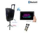 Sonken C-12U Bluetooth Karaoke Rechargeable Powered Speaker + 2 Wireless Microphones + Head Set Microphone