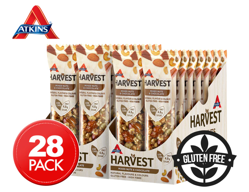 2 x 14pk Atkins Harvest Mixed Nuts & Chocolate 40g