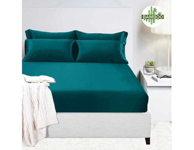 400 Thread Count Bamboo Cotton Fitted Sheet King Size in Teal
