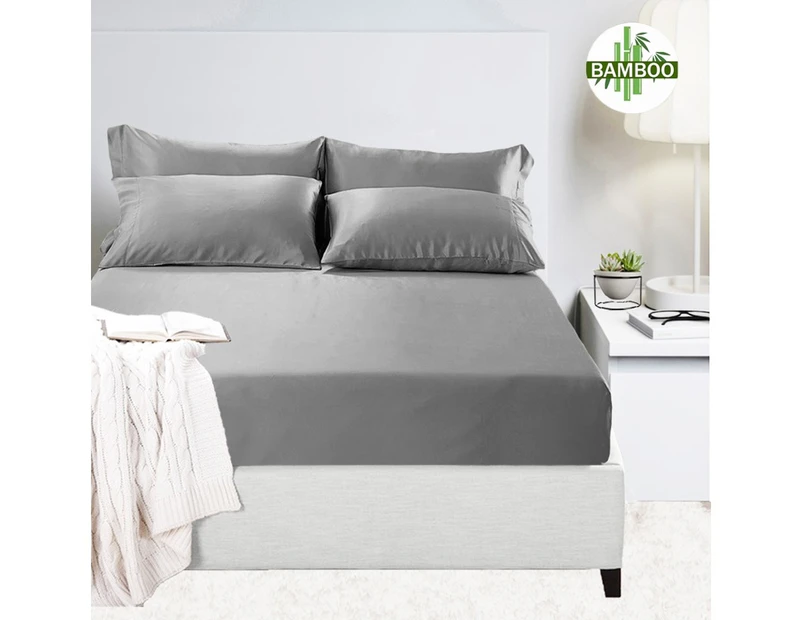 400 Thread Count Bamboo Cotton Fitted Sheet Mega Queen Size in Silver