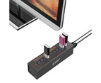 Orico Aluminium 10-Port USB 3.0 Hub with 3.3Ft/1M USB 3.0 Cable - Black