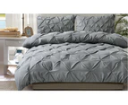Diamond Pintuck Bed Duvet/Doona/Quilt Cover Charcoal