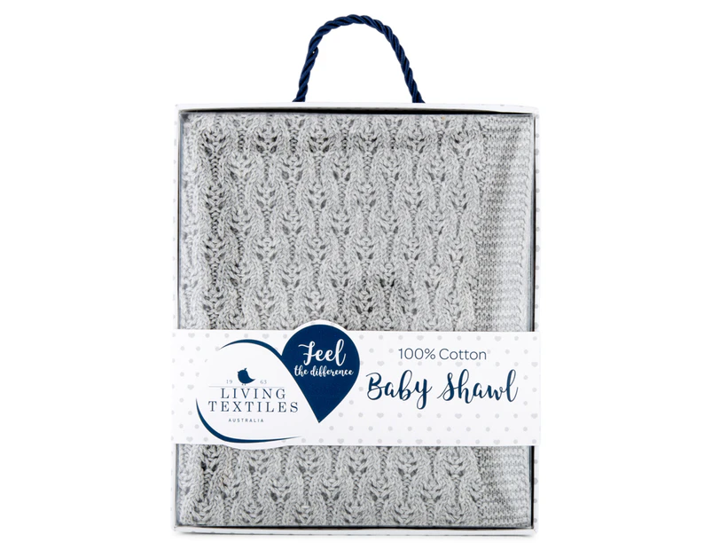 Living Textiles 100% Cotton Knit Lattice Baby Blanket - Grey