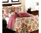 Luxury Quilted 100% Cotton Coverlet / Bedspread Set Comforter Quilt King Size Bed 230x250cm Flower