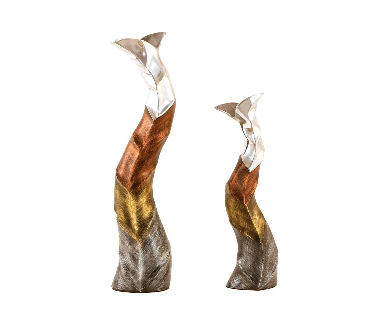 Aluminium Hand Painted Curvy Vase - Set of 2