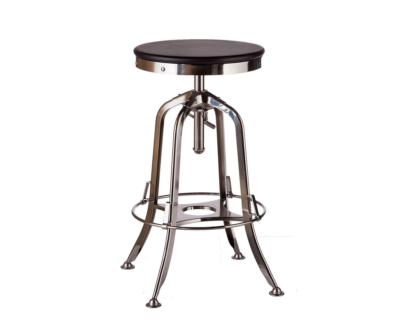 Adjustable & Swivel Indoor Industrial Retro Bar Stool - Nickel