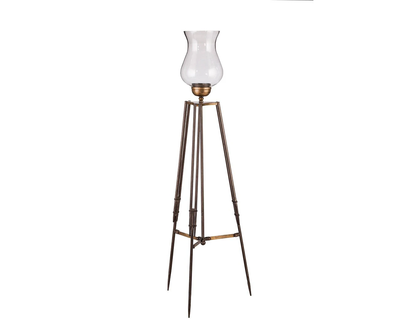 Tripod Corner Iron and Glass Candle Stand