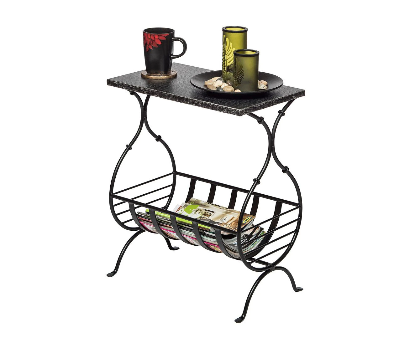 Iron Magazine Side Table - Silver Black