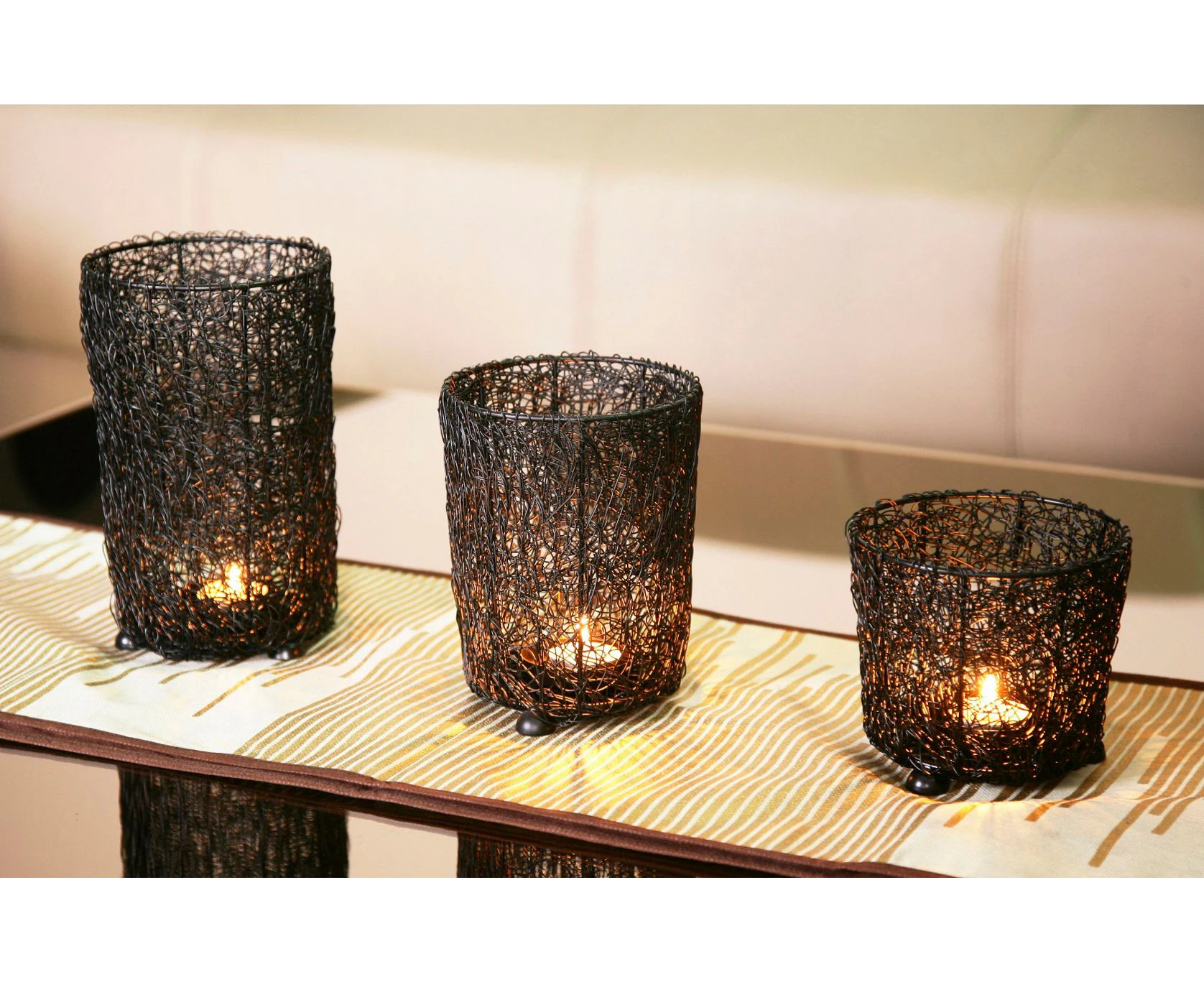 Wired-Mesh Tea Light Candle Holder - Set of 3