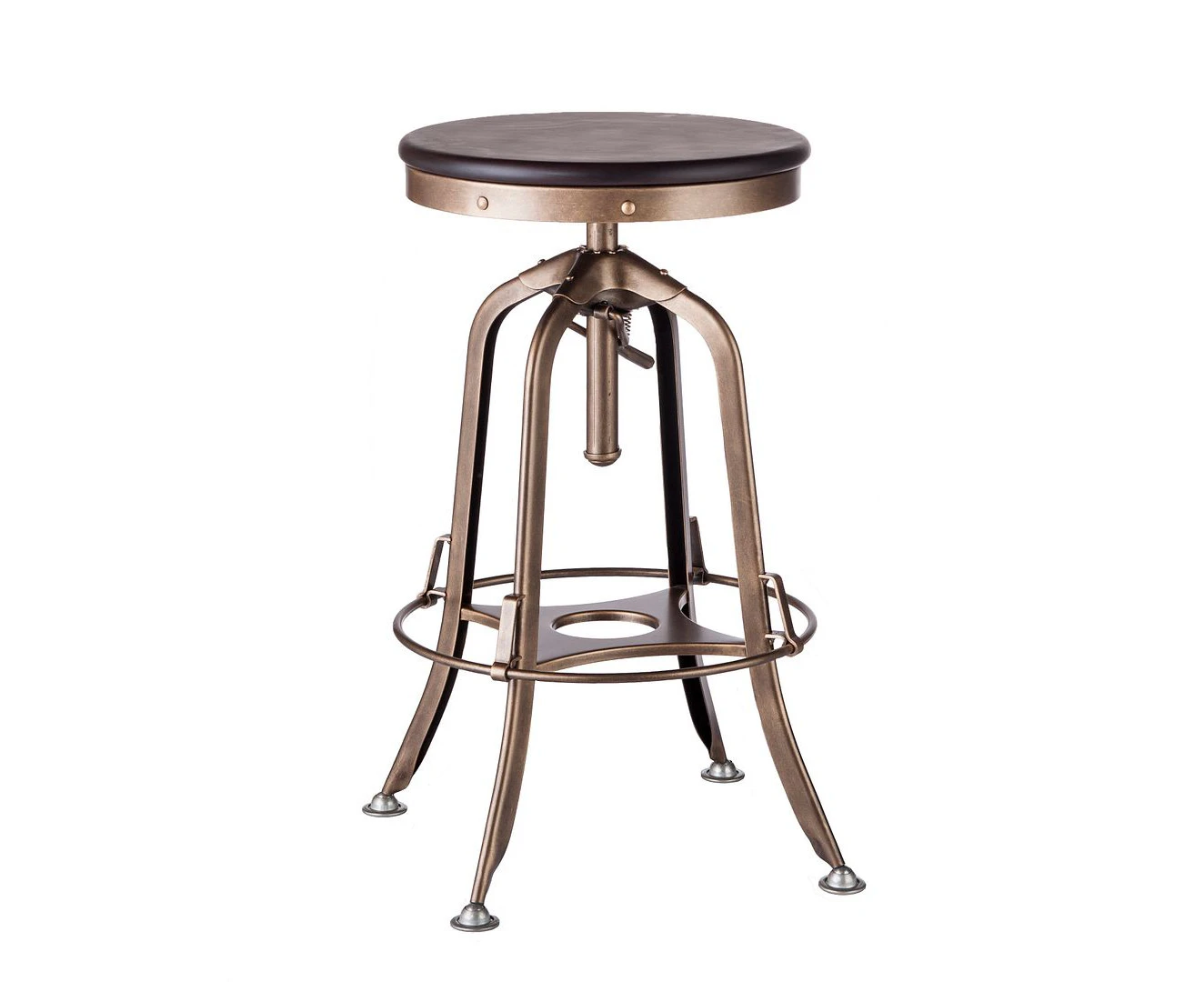 Adjustable & Swivel Indoor Industrial Retro Bar Stool - French Brass