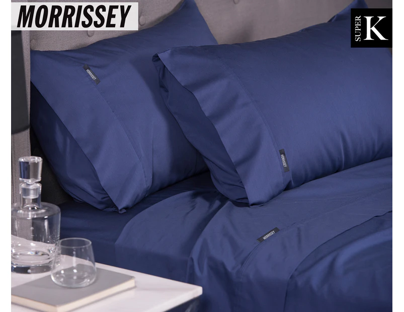 Morrissey Bamboo Luxe Cotton Super King Bed Sheet Set - Midnight Blue