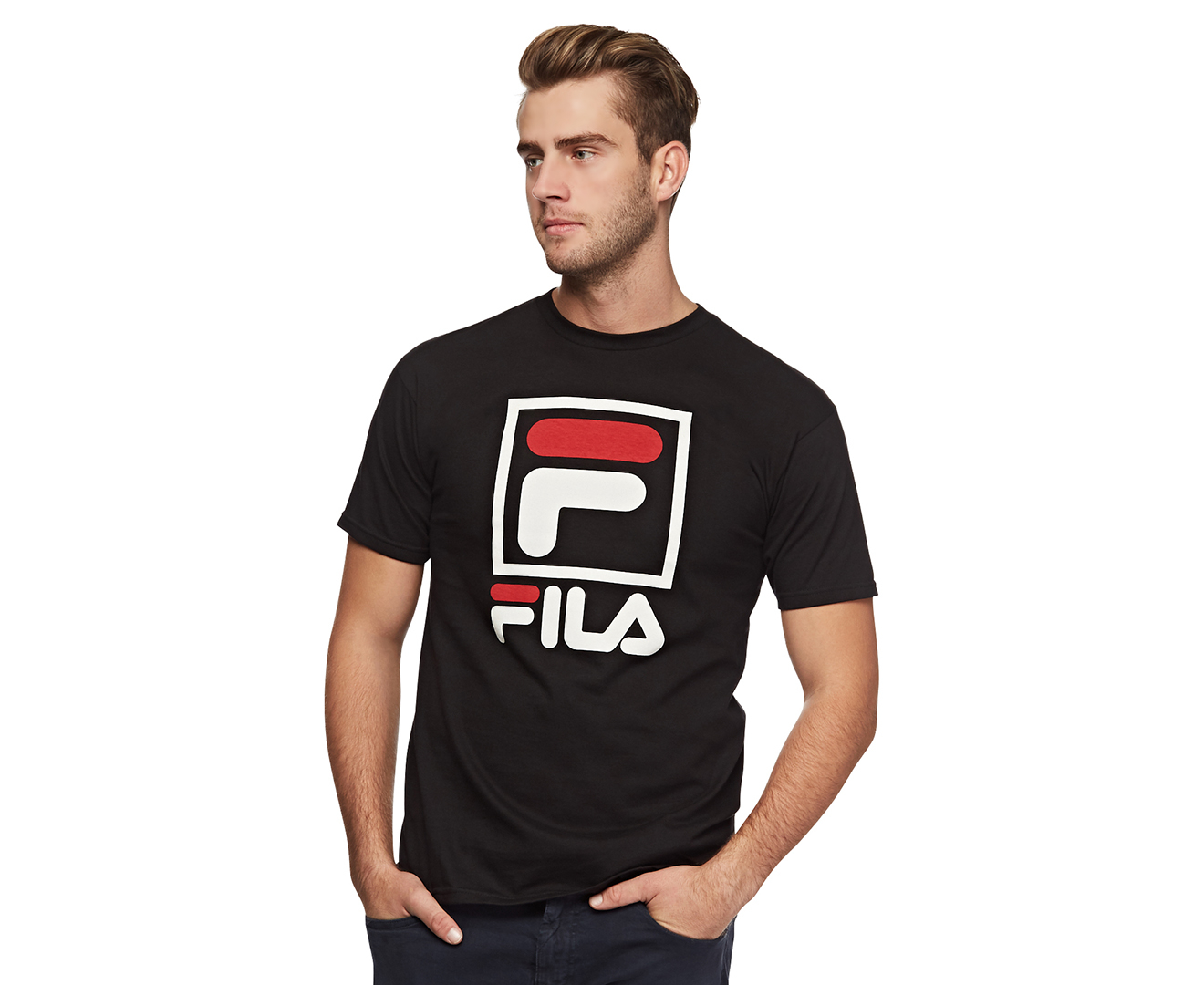 Fila Men's Stacked Tee - Black/White/Red | Catch.co.nz