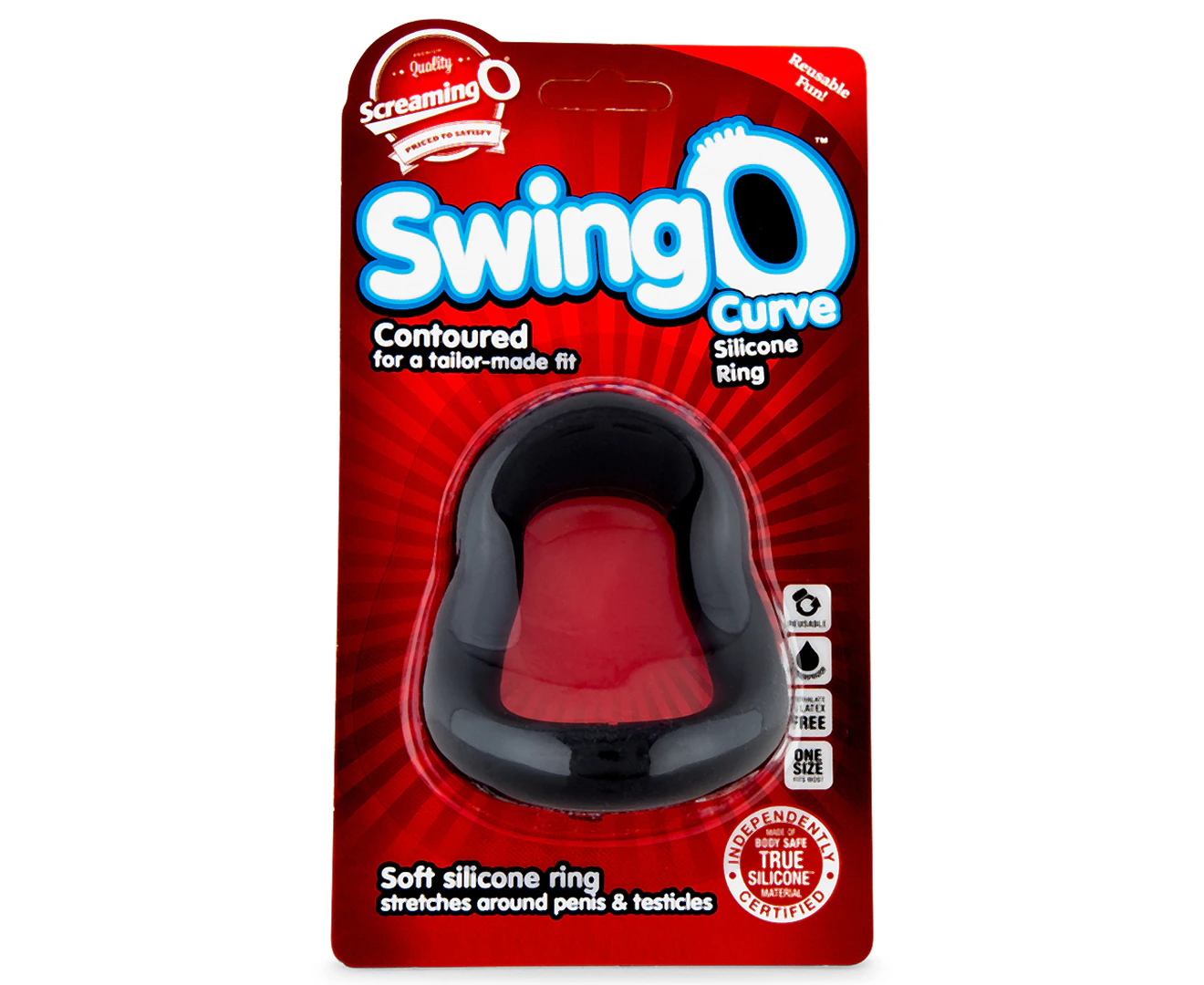 SwingO - Curved Silicone Cock Ring by Screaming O (Black)