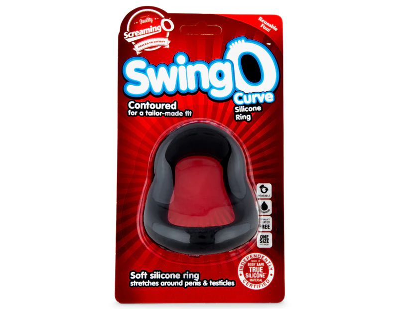 SwingO - Curved Silicone Cock Ring by Screaming O (Black)